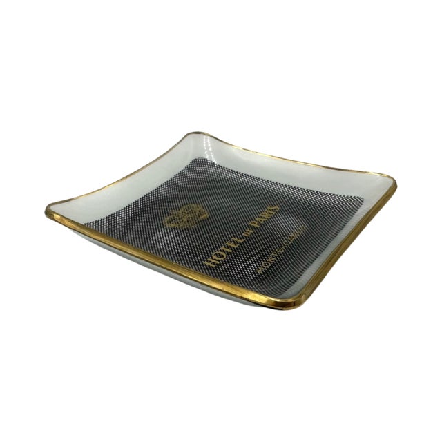 Gray Vintage Hotel De Paris Monte-Carlo Glass Ashtray Catchall Dish For Sale - Image 8 of 11
