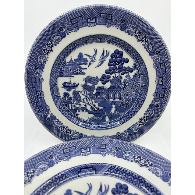 Late 20th Century Late 20th Century Johnson Brothers England Blue Willow Dessert / Appetizer Plates - Set of 8 For Sale - Image 5 of 6