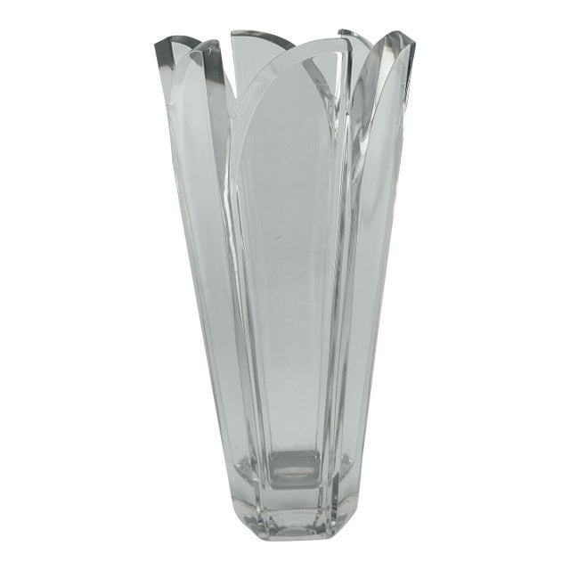 Vintage Mikasa Sculptural Crystal Vase For Sale