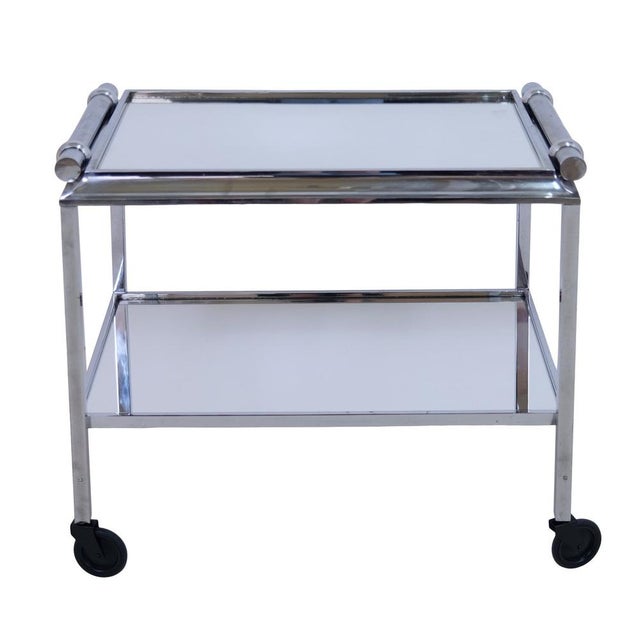 Metal Vintage Art Deco Bar Cart, 1930 For Sale - Image 7 of 10