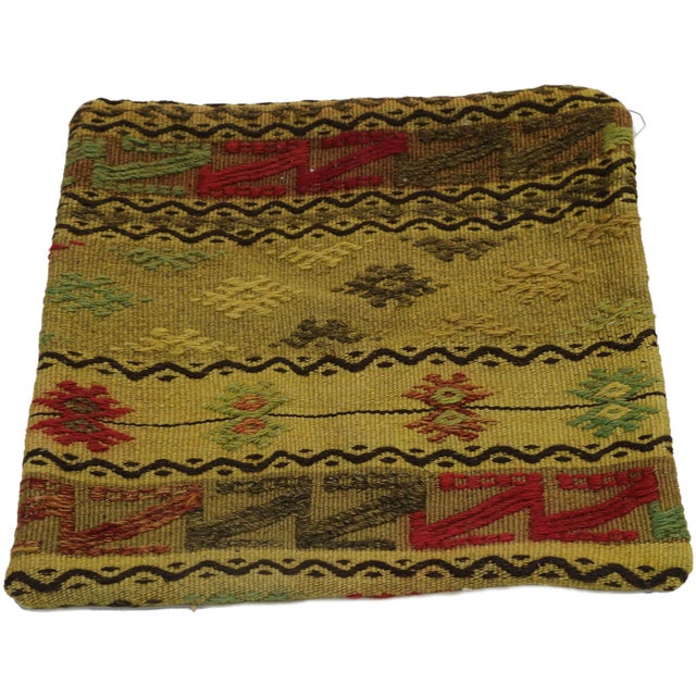 Tribal Vintage Turkish Kilim Rug Tribal Pillow Cover - 01'05 X 01'06. For Sale - Image 3 of 8