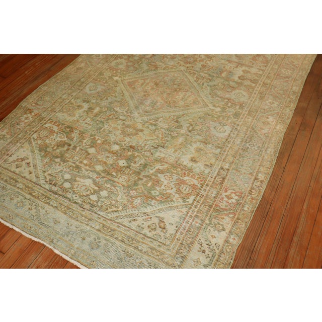 Persian Early 20th Century Pastel Shabby Chic Persian Mahal Rug - 4'4" x 6'7" For Sale - Image 3 of 7