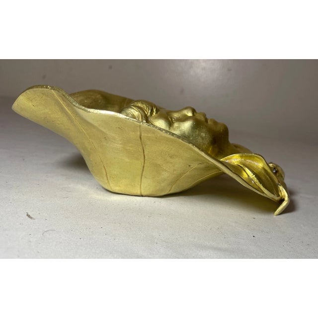 Share Antique Figural Gilt Brass Bronze American Boy With Hat Writing Inkwell Jar For Sale - Image 4 of 12