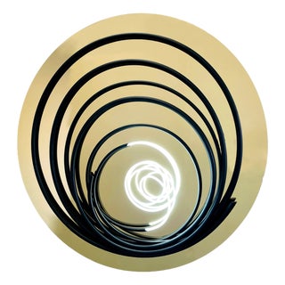 Mark Beattie, White Neon in Black Spiral, 2023 For Sale