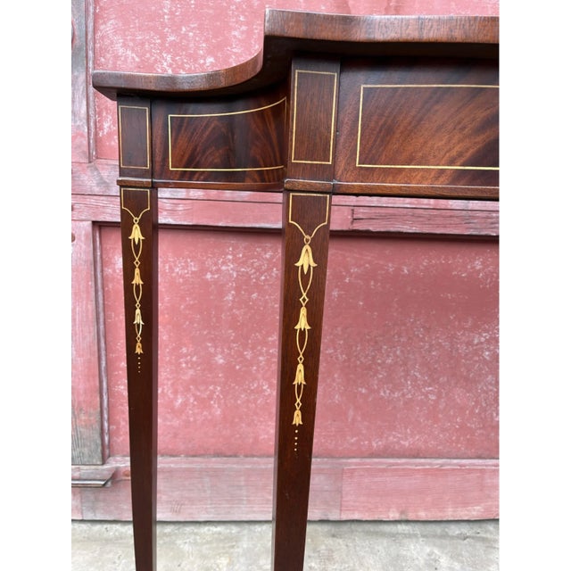 Mid 20th Century Mid 20th Century English Sheraton Style Inlaid Mahogany Console Table For Sale - Image 5 of 8