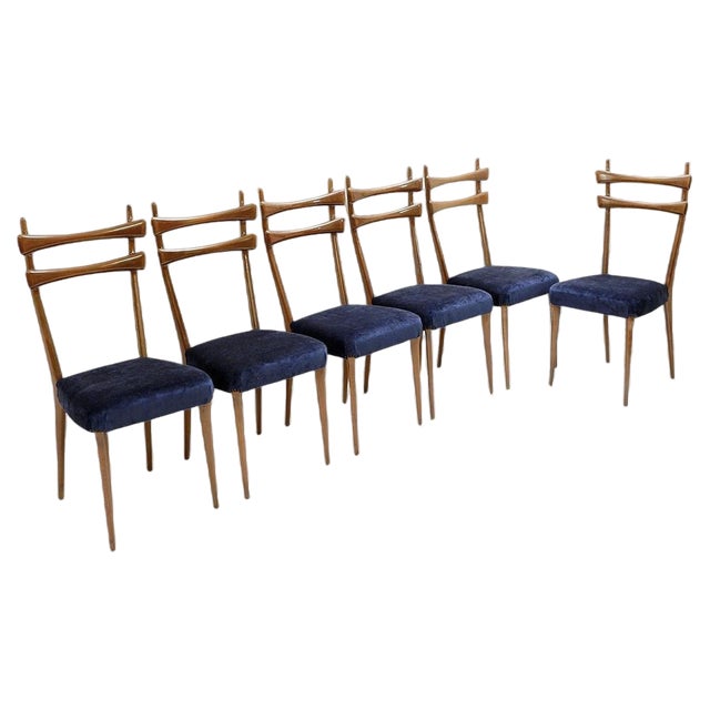 Mid-Century Modern Italian Dining Chairs, Set of 6 For Sale