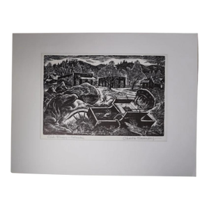 Charles Surendorf (1906-1979) Old Buggy, Columbia - Linocut