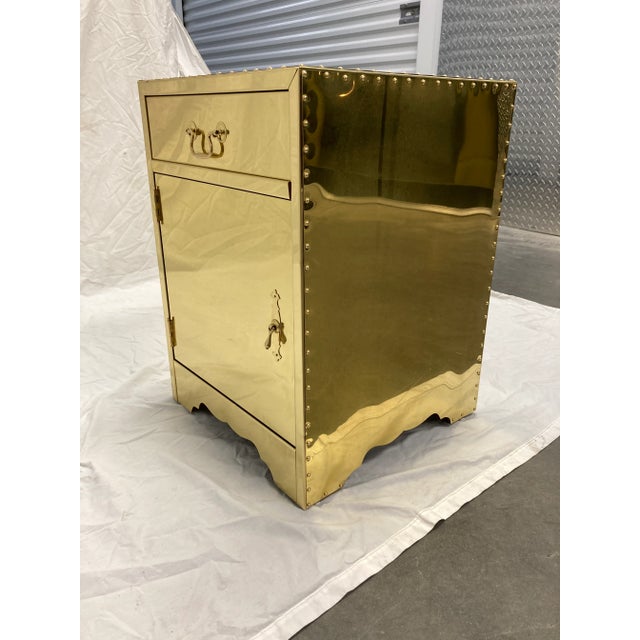 Brass-Clad Campaign Style Nightstand From Sarreid Ltd. Spain For Sale - Image 12 of 13