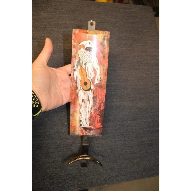 Mid-Century Modern Brass & Metal Plastic Wall Hangings, Italy, 1950s, Set of 2 For Sale - Image 3 of 8