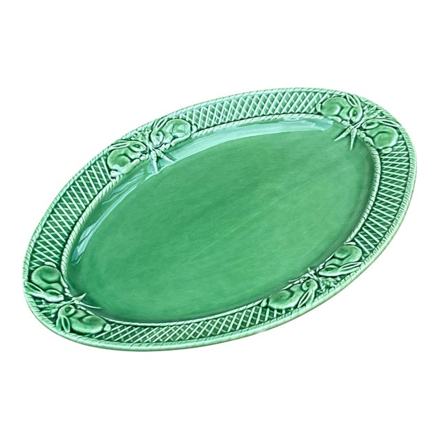 Bordallo Pinheiro Bunny Rabbit Serving Platter Majolica Late 20th Century For Sale