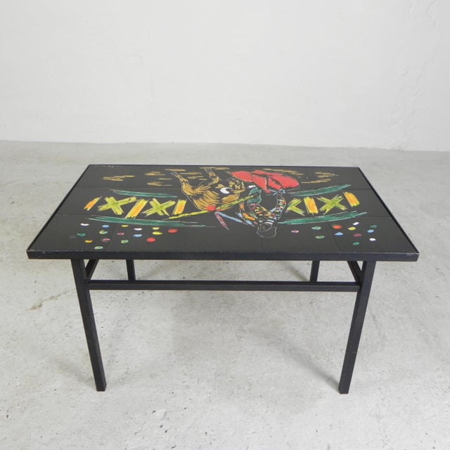 Black Vintage Tile Table with a Bullfight Image, 1950s For Sale - Image 8 of 18