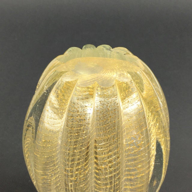 Glass Mid-Century Cordonato Doro Murano Glass Vase from Barovier & Toso, Italy, 1950s For Sale - Image 7 of 8