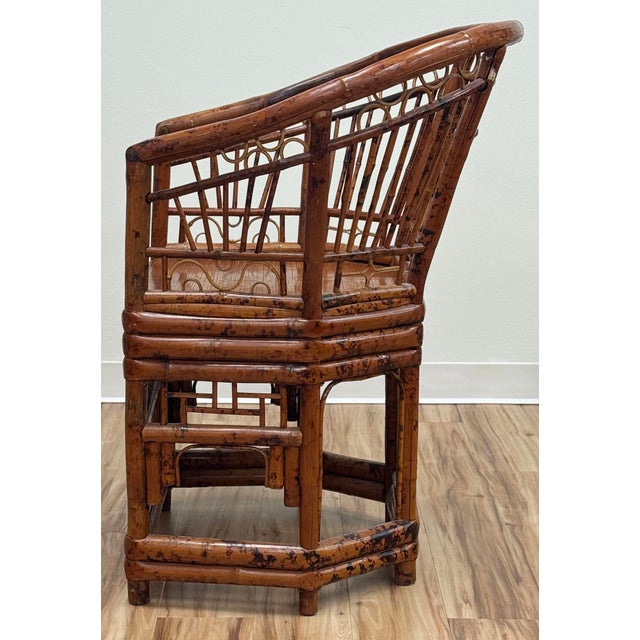 Vintage Chinoiserie Brighton Pavilion Style Rattan Horseshoe Chair For Sale In Kansas City - Image 6 of 11