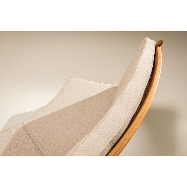 Curved Oak Sofa by Guillerme et Chambron, France, 1960s For Sale - Image 17 of 18