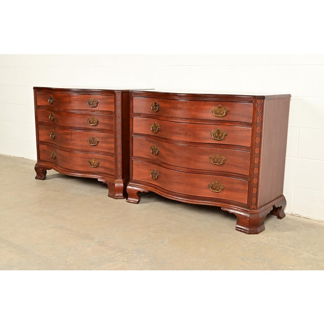 Baker Furniture Historic Charleston Chippendale Carved Mahogany Serpentine Front Dresser Chests, Pair For Sale - Image 14 of 14