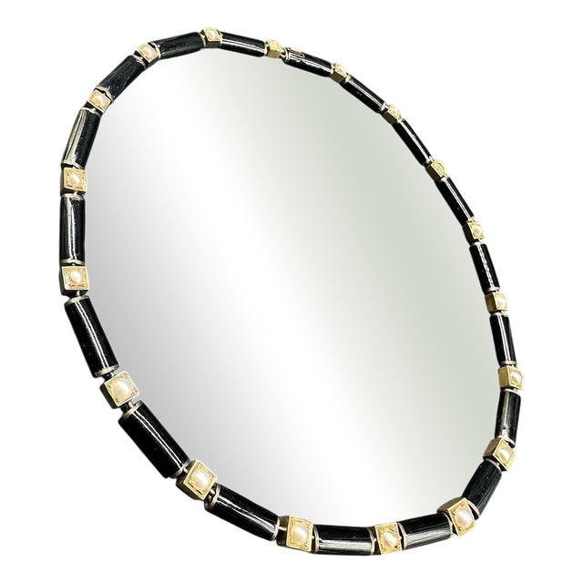 Art Deco Necklace in Enamel, Gold and Small Pearls, 1930s For Sale