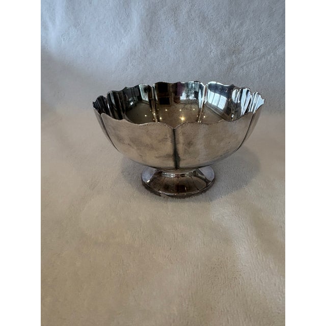 Mid-Century Modern Mid 20th Century Silver Plated Footed Pedestal Bowl For Sale - Image 3 of 5