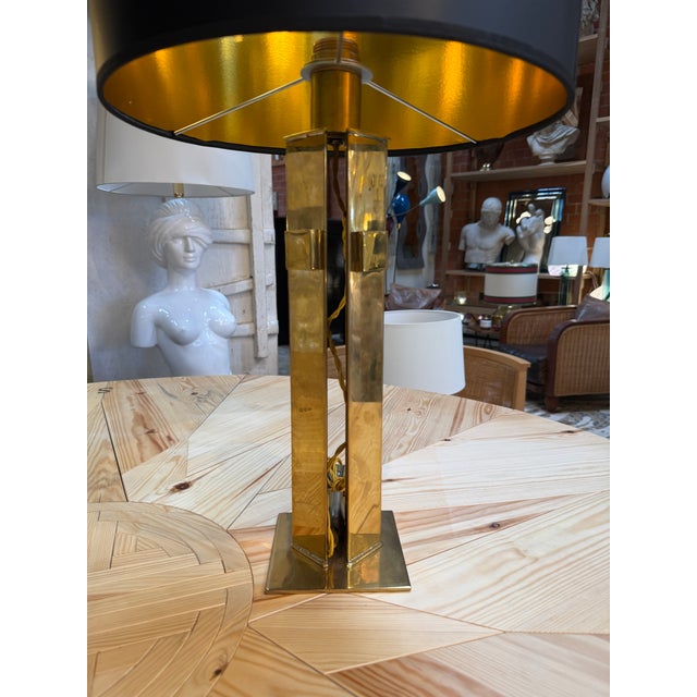 1970s Italian Modernist Brass Table Lamps - a Pair For Sale - Image 4 of 11