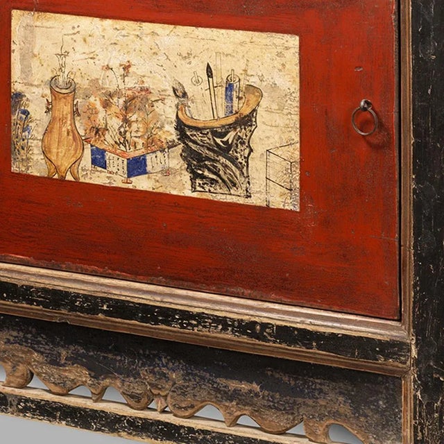 Black Small Painted Gansu Cabinet, 1920s For Sale - Image 8 of 10