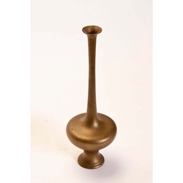 Indian Tall Mid 20th Century Modern Brass Bud Vase For Sale - Image 3 of 6