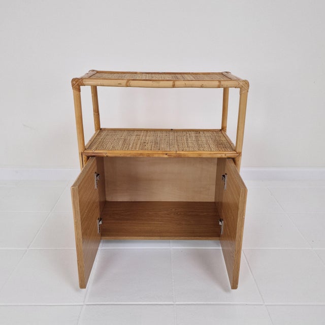 Italian Bamboo and Rattan Cabinet or Bedside Table, 1980s For Sale - Image 9 of 16