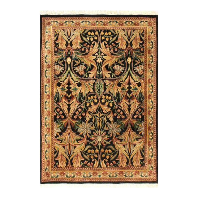 Shabby Chic International Pak-Persian Latanya Black/Beige Wool Rug - 4'1'' X 5'1'' For Sale