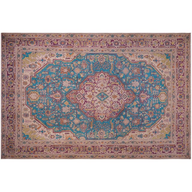 Shabby Chic 1990's Vintage Blue/Purple Wool Rug - 7'7'' X 11'2'' For Sale - Image 9 of 10