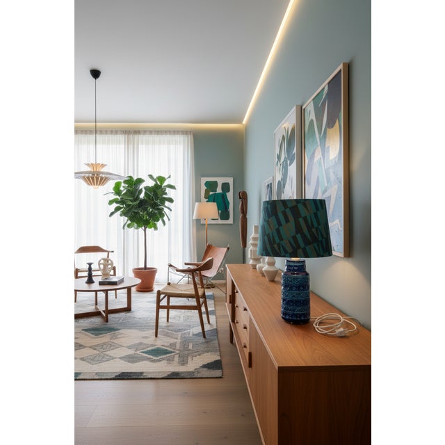 Mid-Century Modern Danish Blue and Green Ceramic Table Lamp by Lyskær Belysning, 1960s For Sale - Image 11 of 12