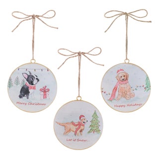 Dog Disc Ornament Set of 12 For Sale