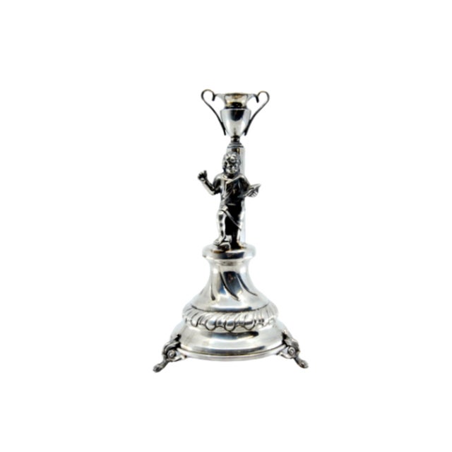 Silver Toothpick Holder with Boy Reading a Book and Holding a Glass For Sale - Image 11 of 11