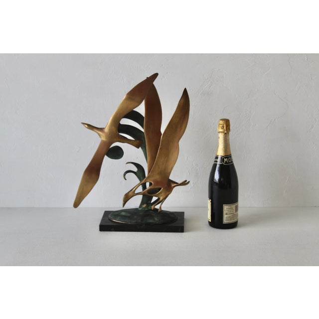 1980s Bijan Style Vintage Modernist Brass Granite Flock of Seagulls Flying Table Top Sculpture For Sale - Image 10 of 15