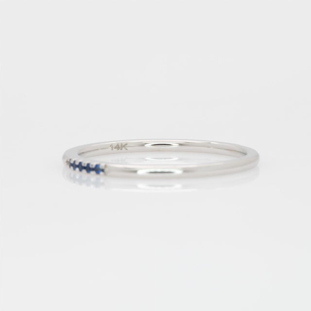 Metal Classic Blue Sapphire Band Ring Crafted in Solid 14k Gold, Fine Jewelry, Size 6.75 For Sale - Image 7 of 7