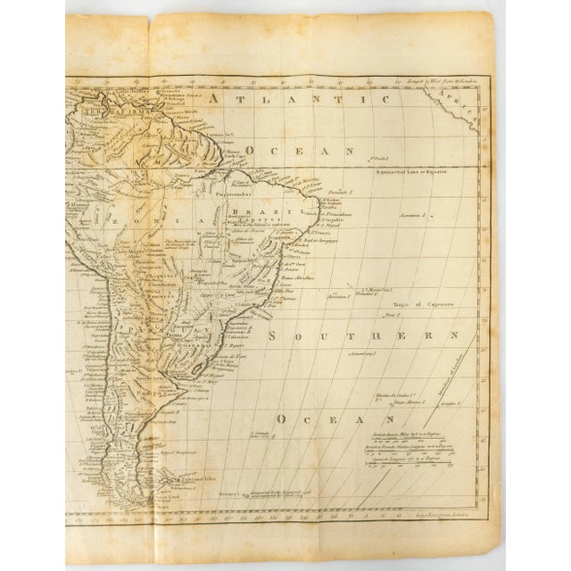 English 18th Century Engraved Print "An Accurate Map of South America" by Thomas Bowen For Sale - Image 3 of 10