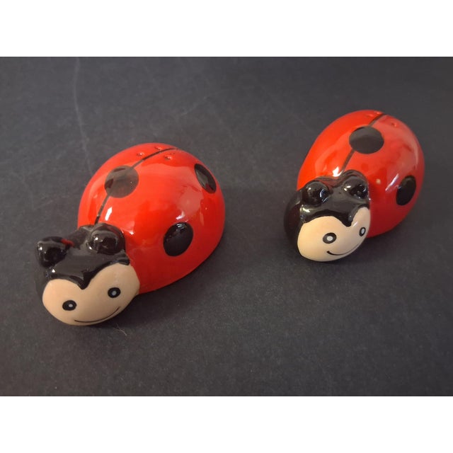 Mid Century Modern Kitschy Ceramic Ladybug Salt & Pepper Shakers- A Pair For Sale - Image 9 of 9
