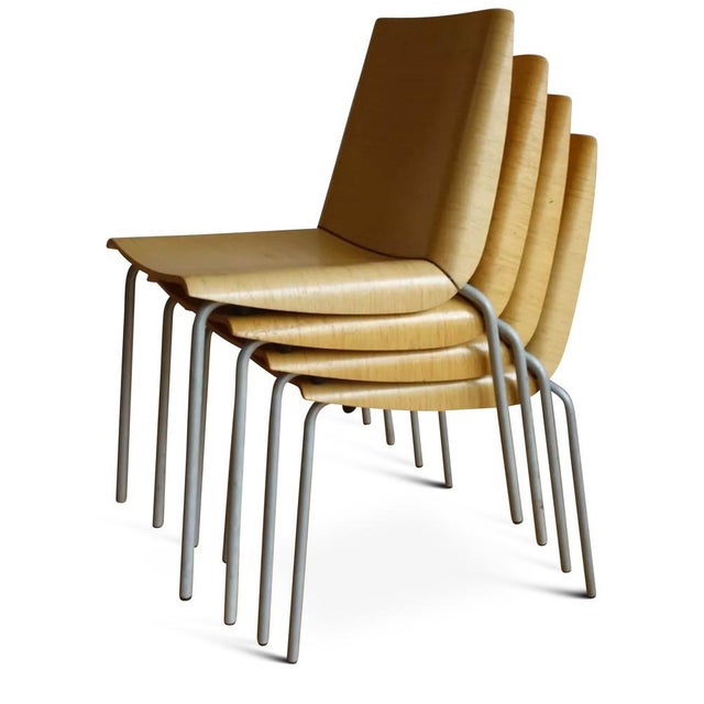Bent Plywood Millefoglie Stacking Chair by Cisotti & Laube for Plank, Italy, 1990s, Set of 4 For Sale - Image 9 of 9