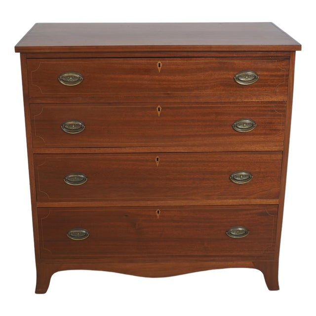 Bench Made Federal Style Mahogany Inlaid Chest For Sale
