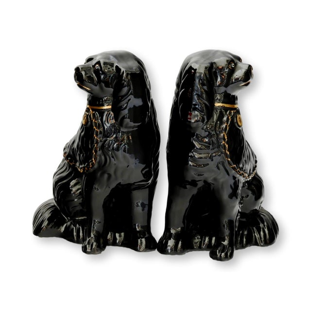 English 19th Century Staffordshire Jackfield Black Spaniels / Dogs For Sale - Image 3 of 5