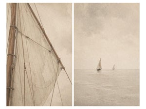 Coastal Nautical Study Set, Sailboat & Rigging Art Prints, 24" × 36" (Set of 2)