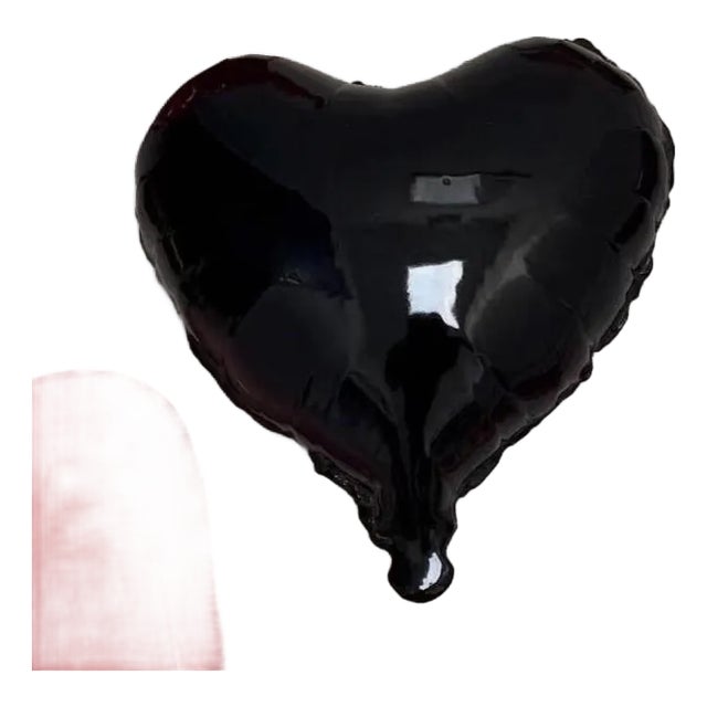 ArtArsouf Black Glossy Heart Balloon Sculpture For Sale