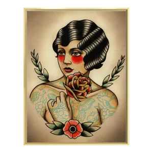 Tattooed Rose Giclee Print on Canvas Framed