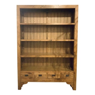 Oak Finished Large Bookcase For Sale