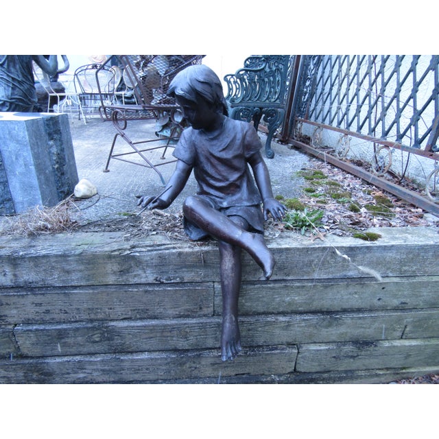 Mid 20th Century Vintage Bronze Sculpture of Seated Boy For Sale - Image 5 of 5