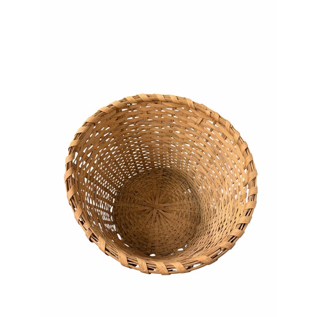 Farmhouse Antique Split Oak Cotton Picking Gathering Basket For Sale - Image 3 of 7