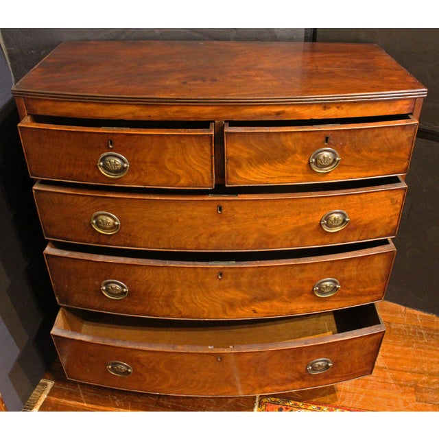 Circa 1770-90 George III period English Bowfront Chest of Drawers. Mahogany & mahogany veneered - fine choice of timbers &...