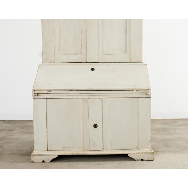 Wood 18th Century Swedish Gustavian Two Part Painted Secretary For Sale - Image 7 of 12