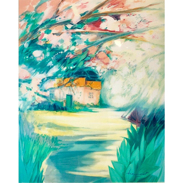 Claude Hemeret, French Modernist Vivid Bright Fauvist Landscape Watercolor Gouache Painting, c.1970 For Sale - Image 4 of 5
