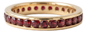 Natural Garnet Full Eternity Band Ring – Channel Set Round Gemstone Wedding Band – Us 7