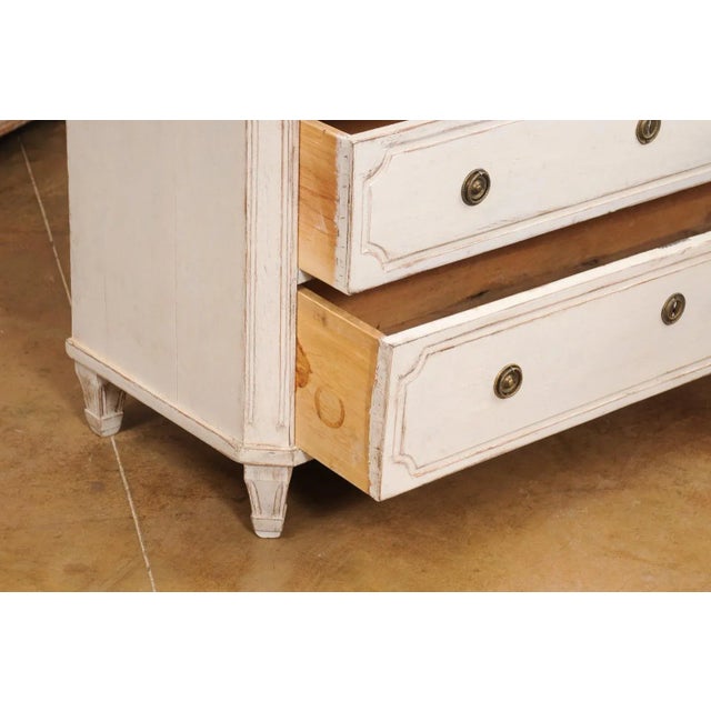 Swedish Gustavian Style 1850s Painted Wood Chests with Carved Motifs - A Pair For Sale - Image 9 of 12