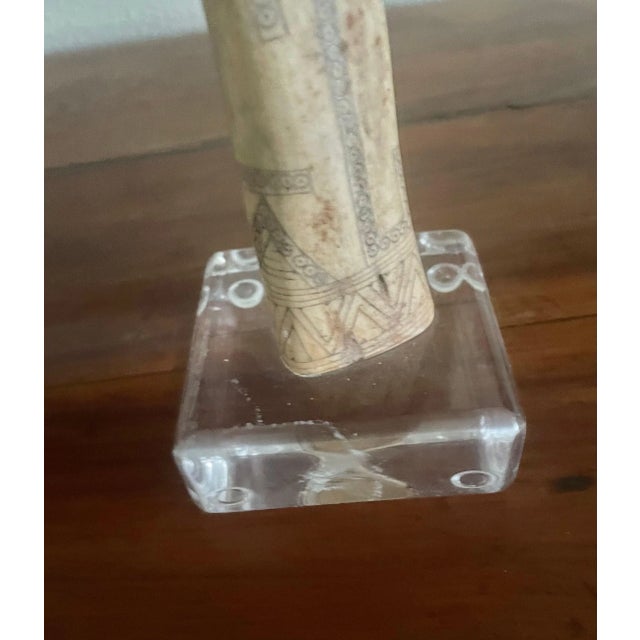19th Century Indonesian Tribal Scrimshaw Figure Sculpture (10" High) For Sale - Image 6 of 8
