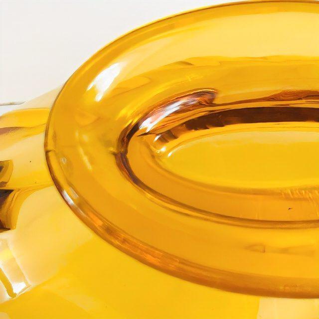 Antique Art Deco fruit bowl/centerpiece from the Luxval series in amber glass, made by Val Saint Lambert in the 1930s....